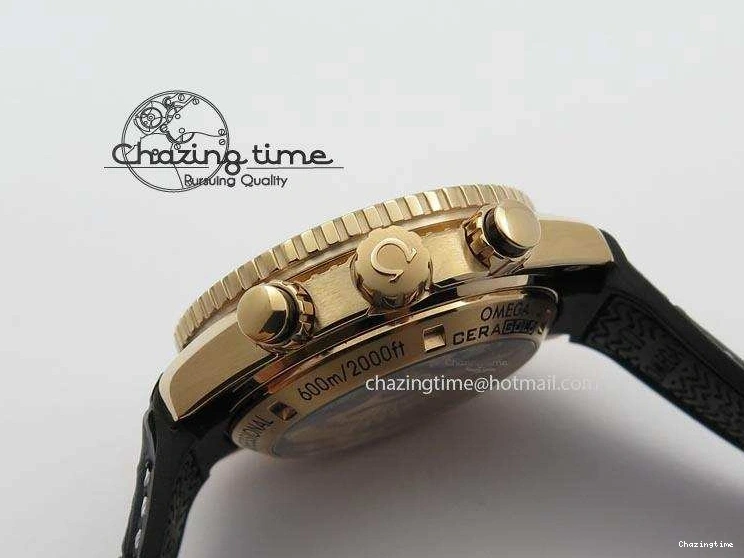 0326 Breathable Seamaster Professional Chrono RG Black Ceramic Black Dial On Black Gummy Strap A 8214